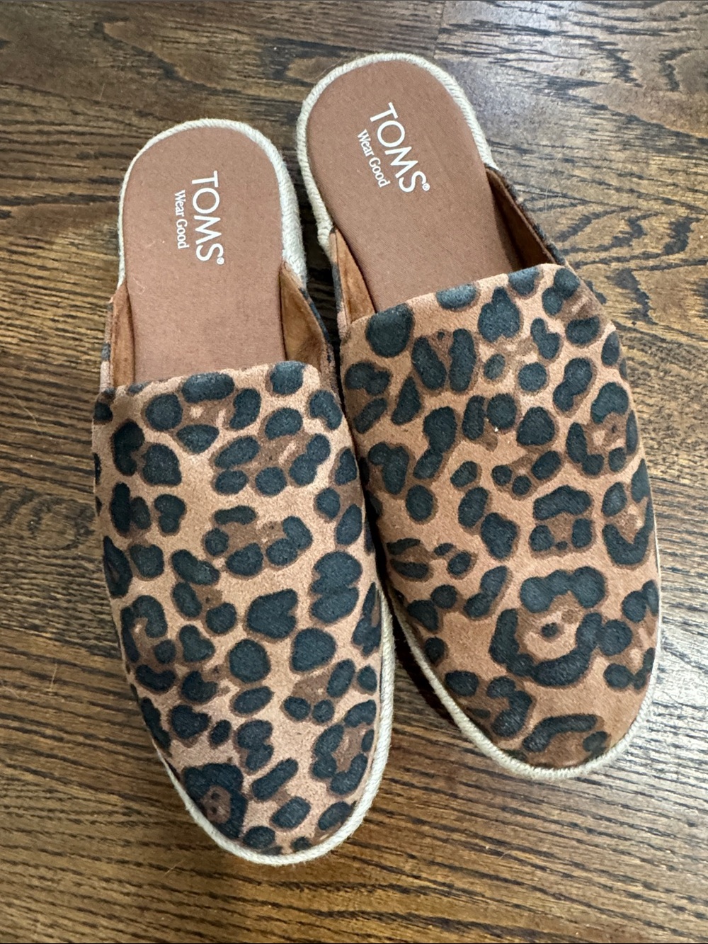 NWOT TOMS Santiago Women's Leopard Print Slip-On Mules - Tan/Black